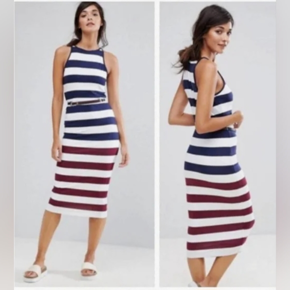 Ted Baker London Yuni Rowing Stripe Bodycon Dress Ted Size 4 = US 10 Navy W-579 - Picture 4 of 10